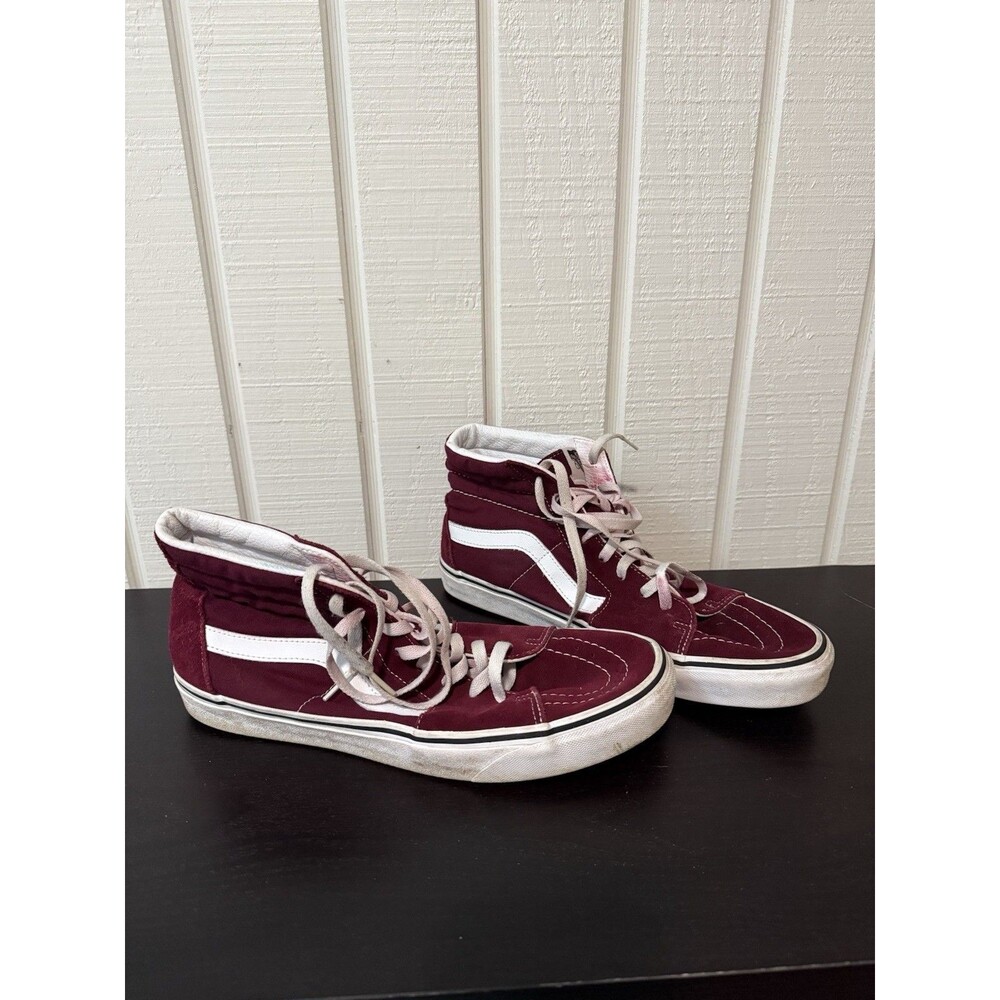 VANS Sk8-Hi Men's US 11 EU 44.5 Burgundy/White Suede High Top Sneakers